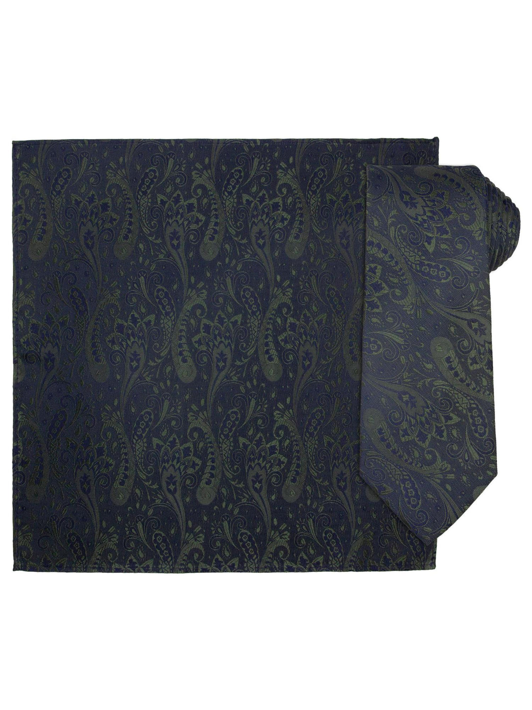 Santi silkeslips+lommetørkle paisley  Grønn