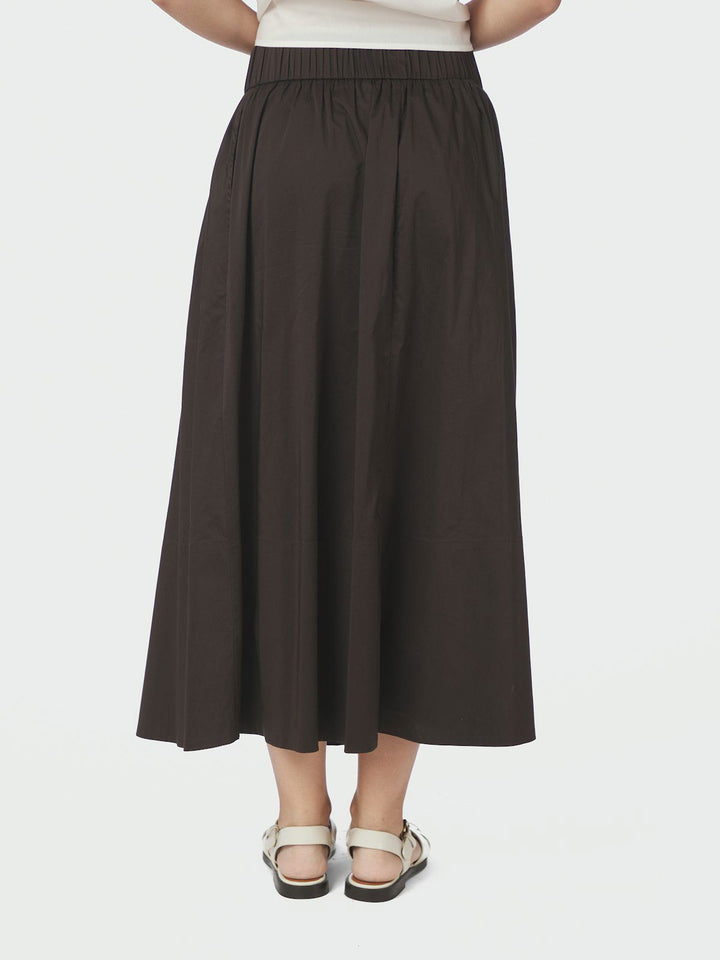 Yara Long Poplin Skirt  Chocolate Brown