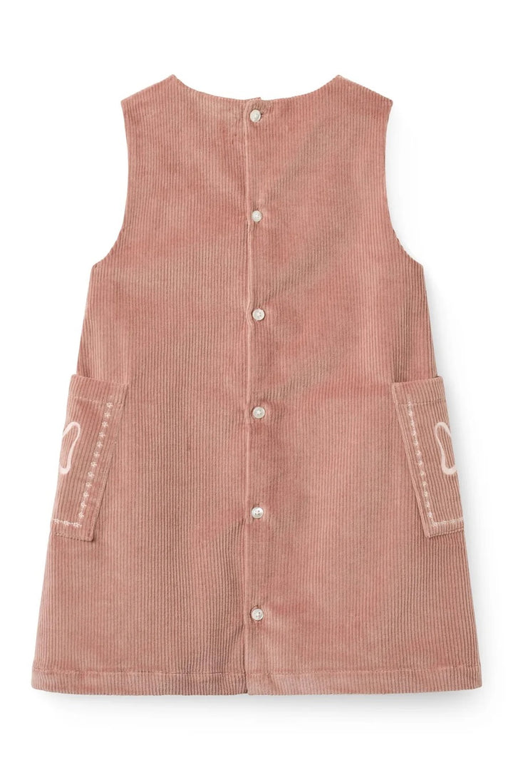 CORDUROY DRESS W. EMBROIDERY  Winter Rose
