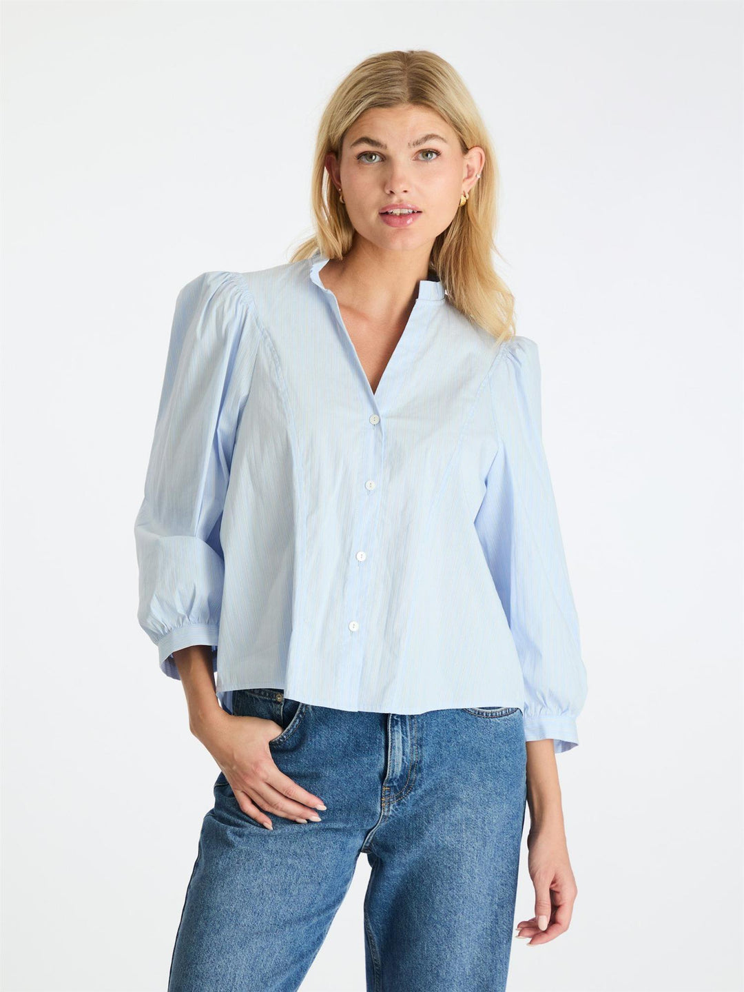 Barba Stripe Blouse  Light Blue