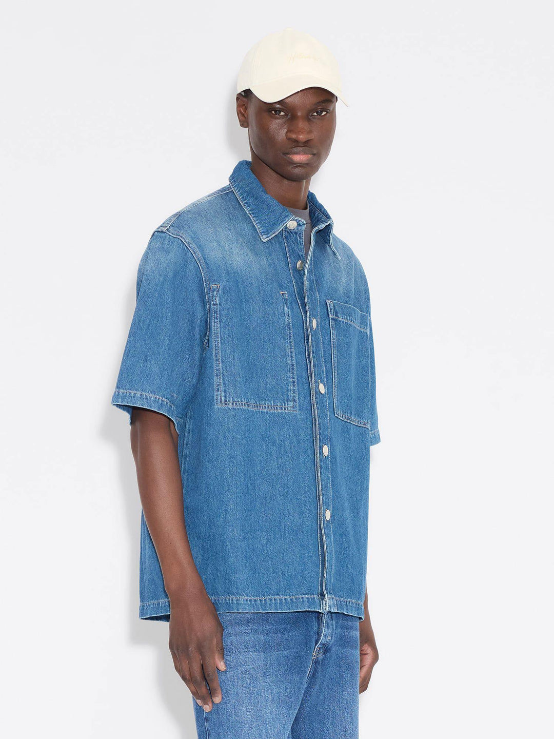Relaxed Denim Short Sleeve  Blue