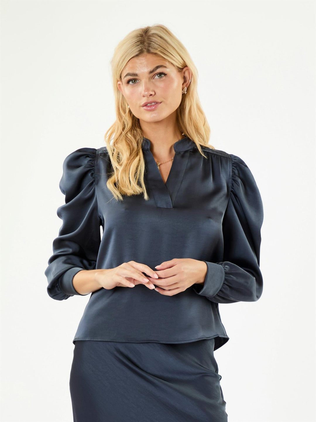 Rosslyn Heavy Sateen Blouse  Midnight Blue