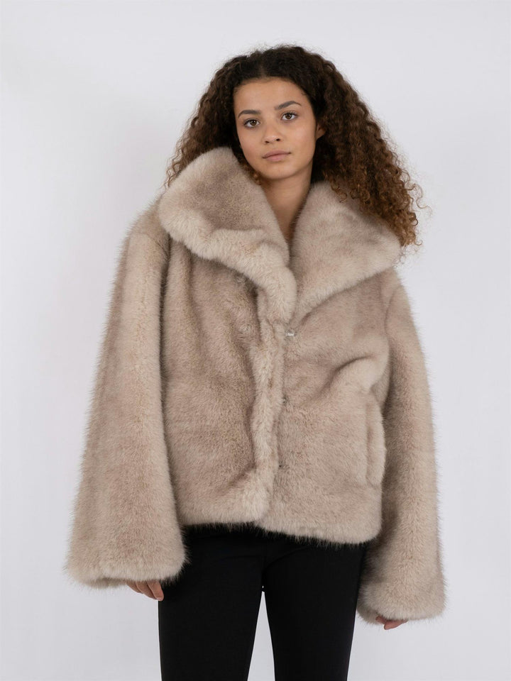 Stephanie Faux Fur Jacket  Beige