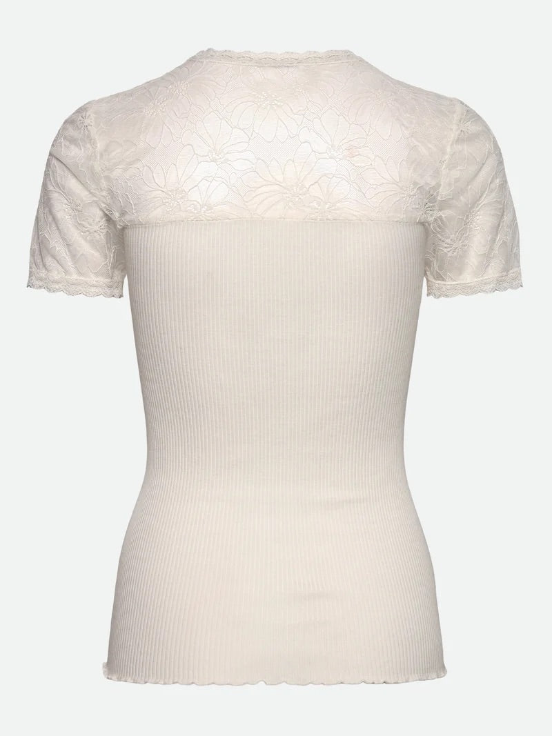 RWBeatha Silk Capsleeve Lace T-shirt  Ivory