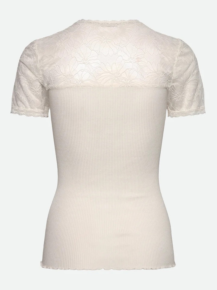 RWBeatha Silk Capsleeve Lace T-shirt  Ivory