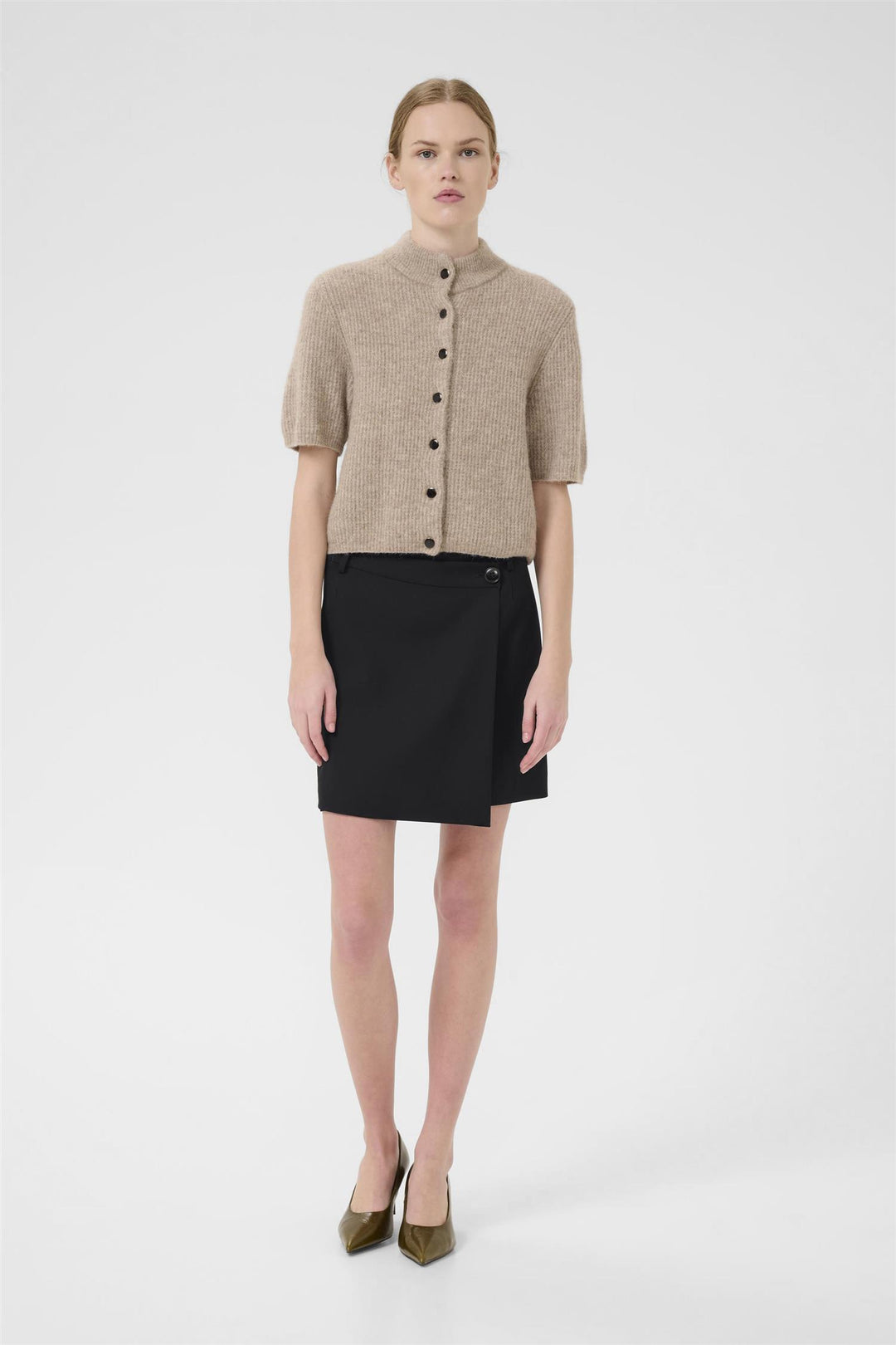 GZPAULA  MELANGE MW WRAP SKIRT  Black