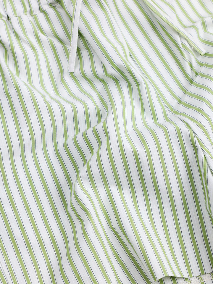 Loose Stripe Shorts  Green Stripe