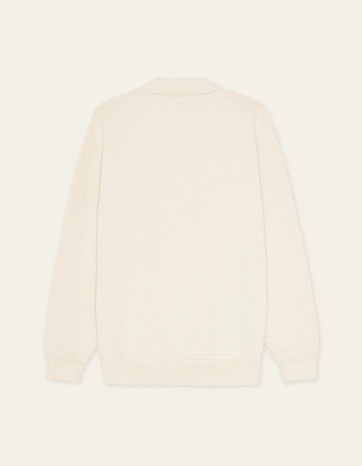 Billy Weave Knitted LS Polo  Light Ivory