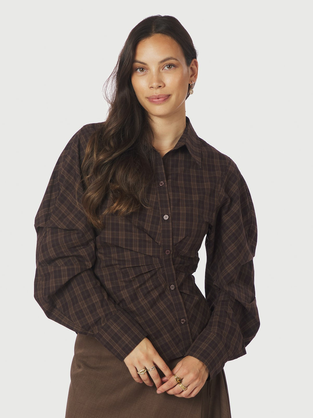 Neoella Check Shirt  Dark Brown