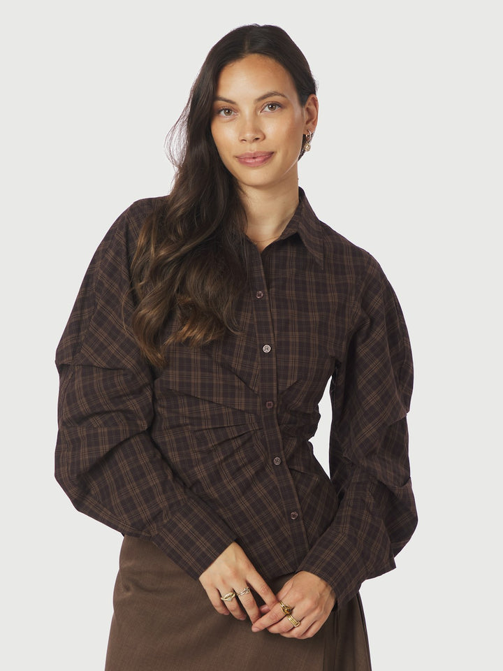 Neoella Check Shirt  Dark Brown