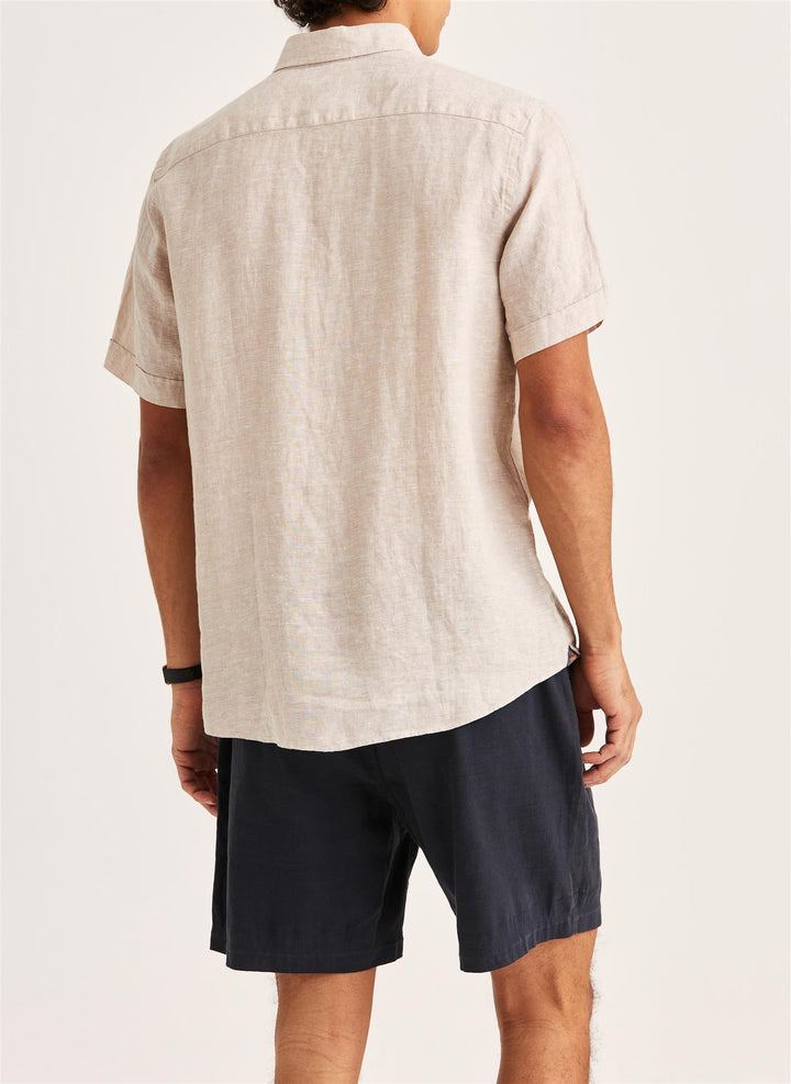 Douglas Linen SS Shirt-Classic Fit  Khaki