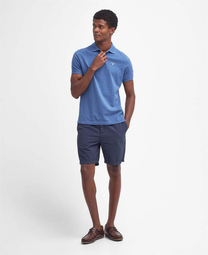 Tartan pique polo shirt  Dk Chambray