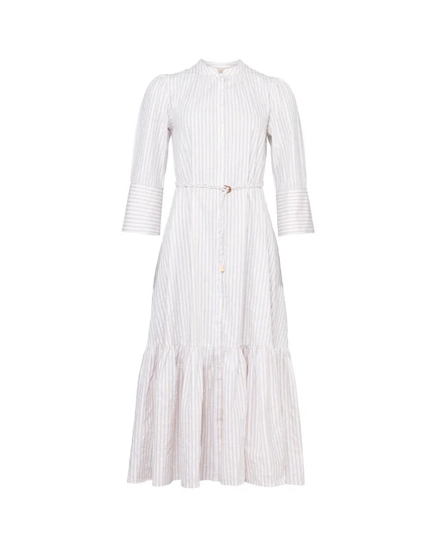 Seersucker Button-Down Dress  Khaki Stripe