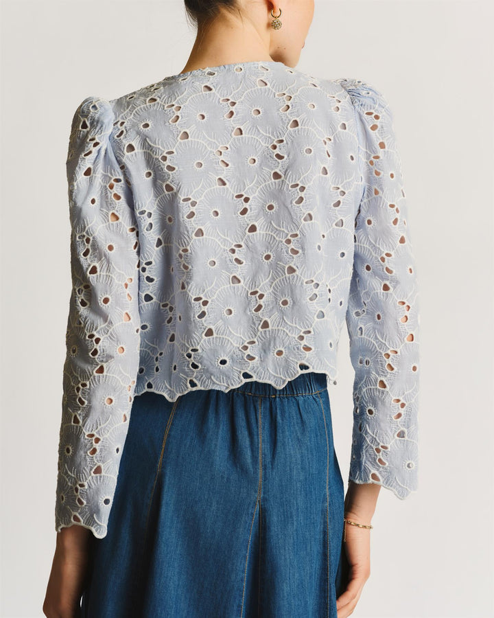 Broderie Anglaise Jacket  Light Blue
