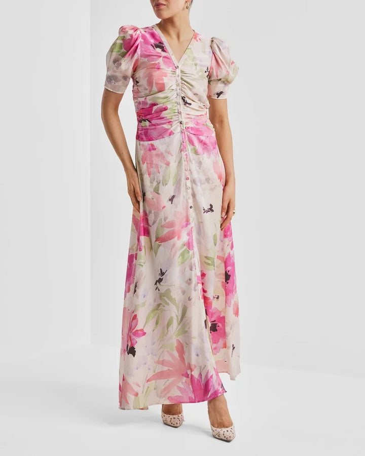SHINY BUTTON DOWN DRESS  Soft Dew