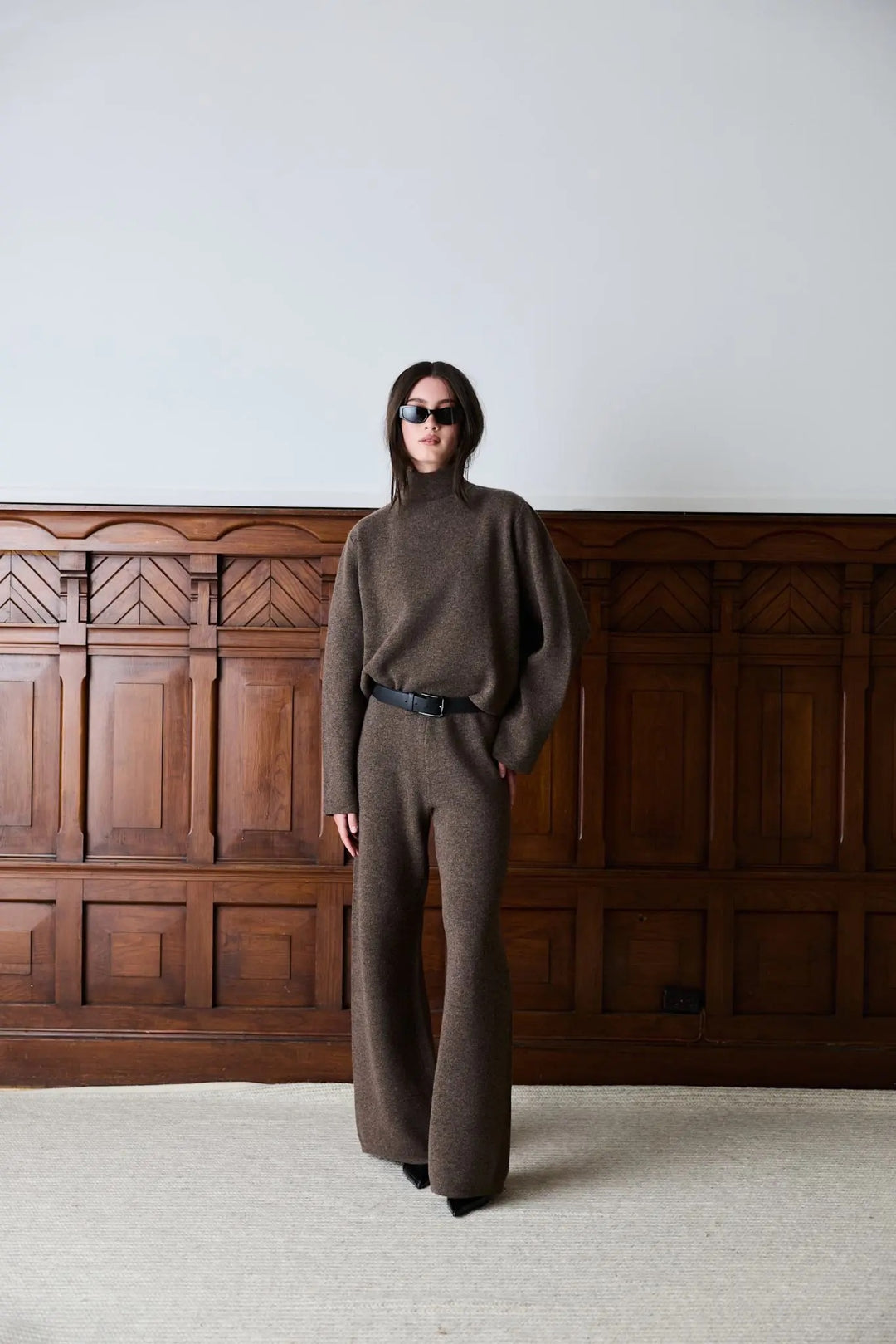 IBEN SERGE MERINO PANTS Brown Melange