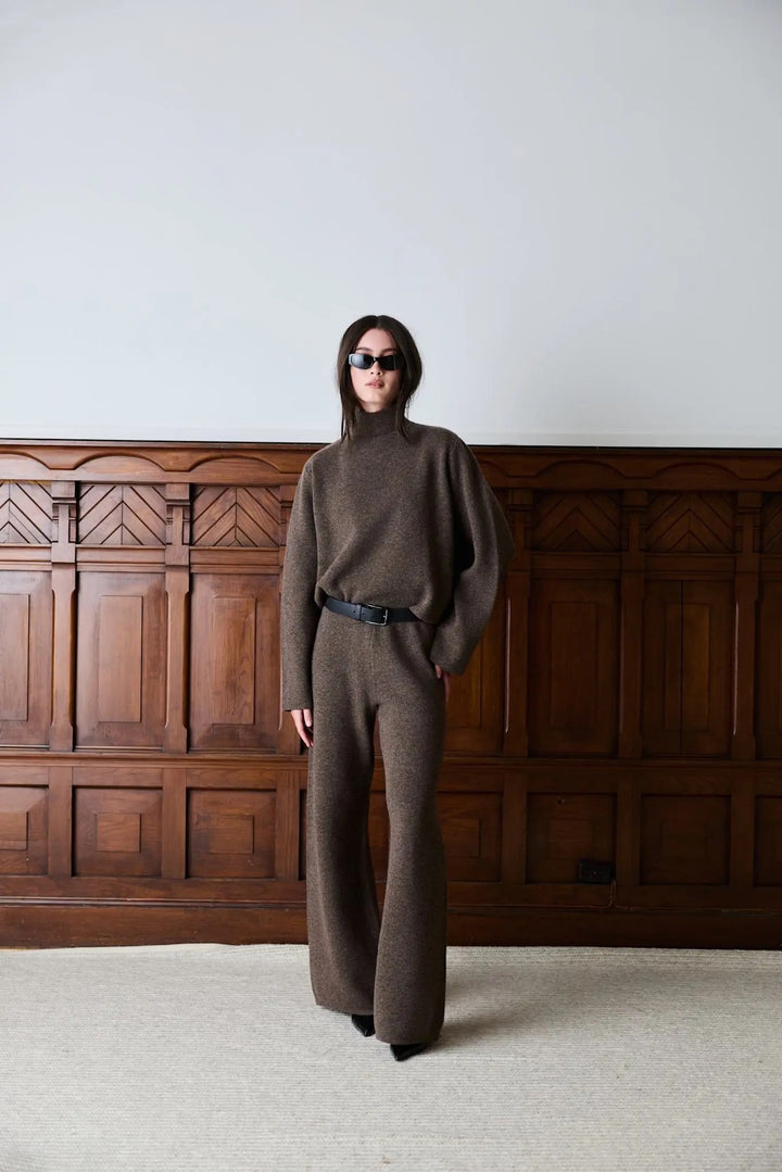 IBEN SERGE MERINO PANTS Brown Melange