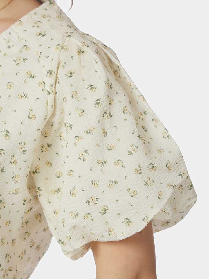 Irina Small Rose Flower Blouse  Light Yellow