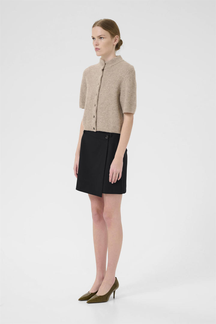 GZPAULA  MELANGE MW WRAP SKIRT  Black
