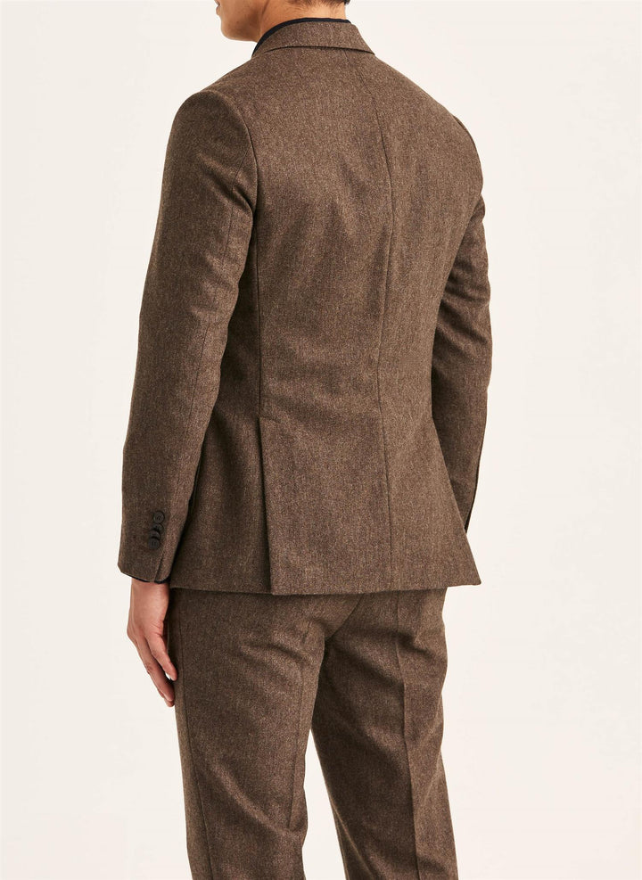 Flannel Suit Jacket  Brown