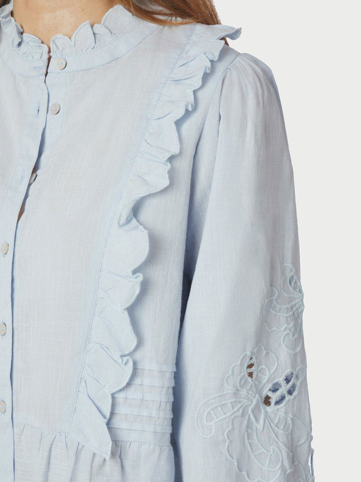 Petrine Embroidery Blouse  Light Blue