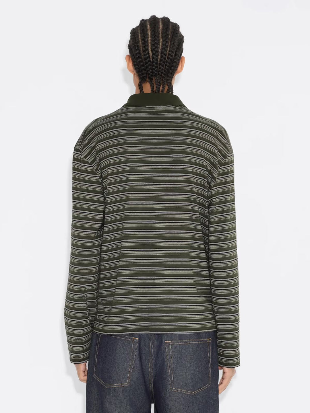 Sonny Long-Sleeve Polo  Green Stripe