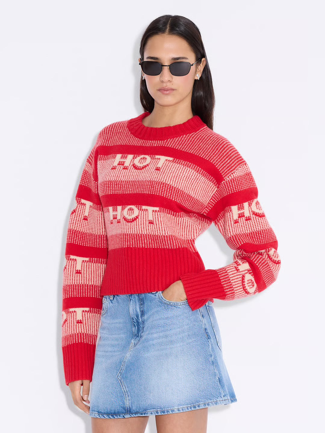 Hot Cropped Crew  Red