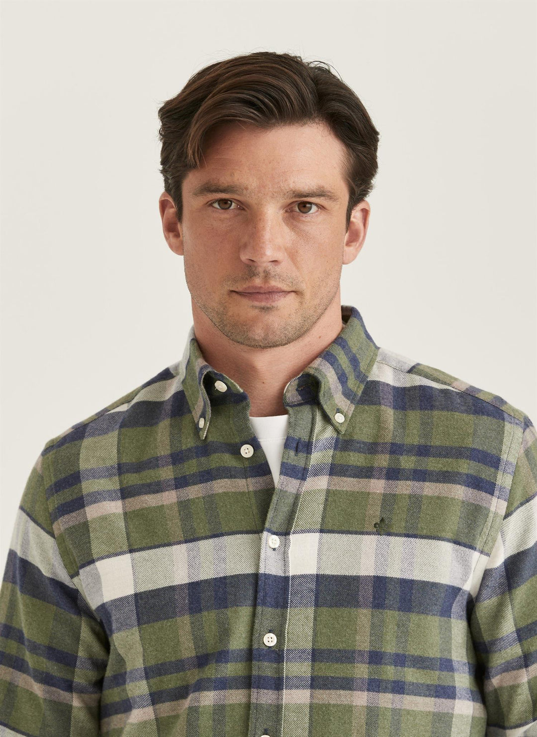 Big Check Flannel Shirt-Classic Fit  Olive