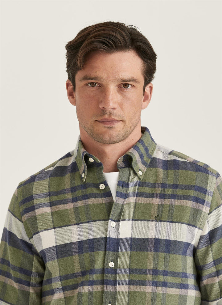 Big Check Flannel Shirt-Classic Fit  Olive