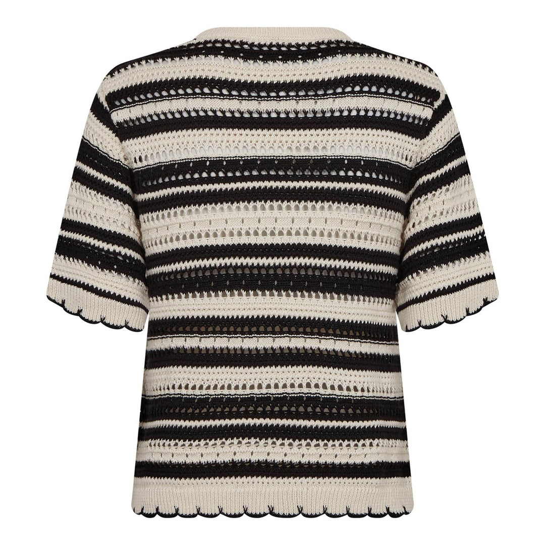OdetteCC Stripe SS O-Knit  Offwhite-Black