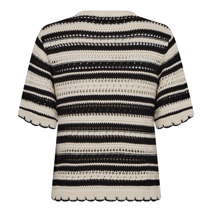 OdetteCC Stripe SS O-Knit  Offwhite-Black