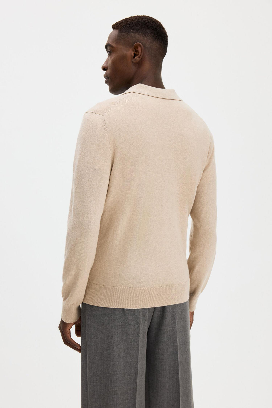 knitted polo shirt  Pearl Beige