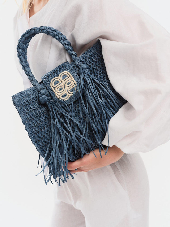 Sigrid Straw Bag  Blue