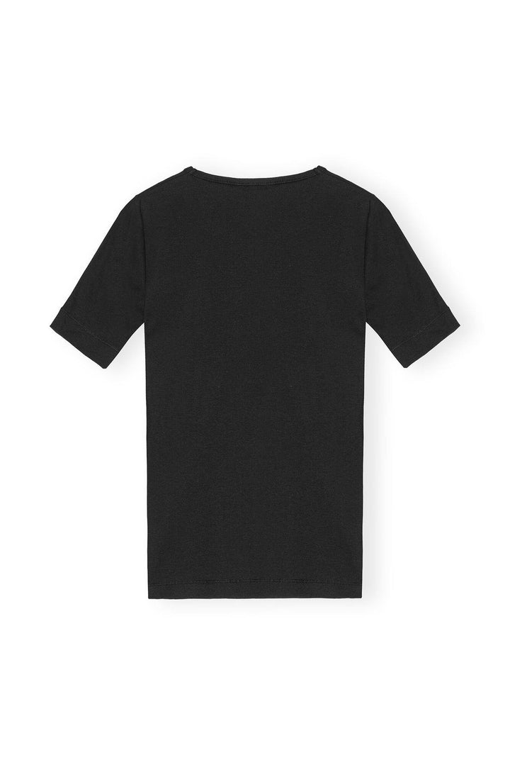 Soft Cotton Rib Short Sleeve T-Shirt  Black