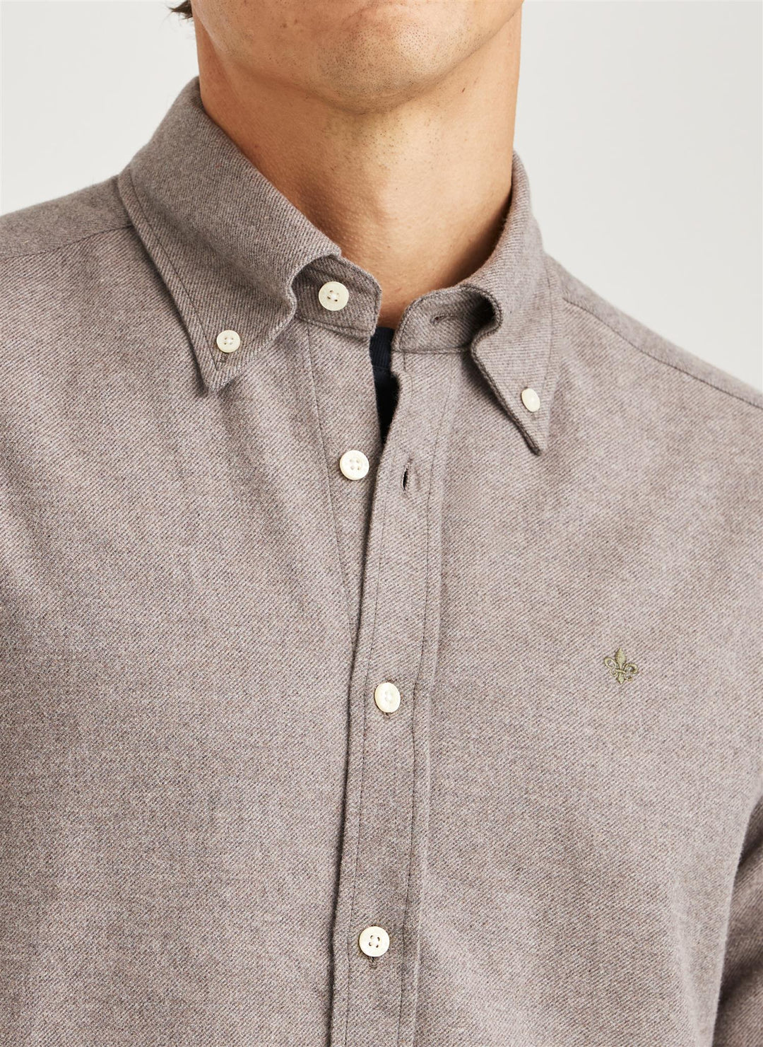 Twill Flannel Shirt-Slim Fit  Brown