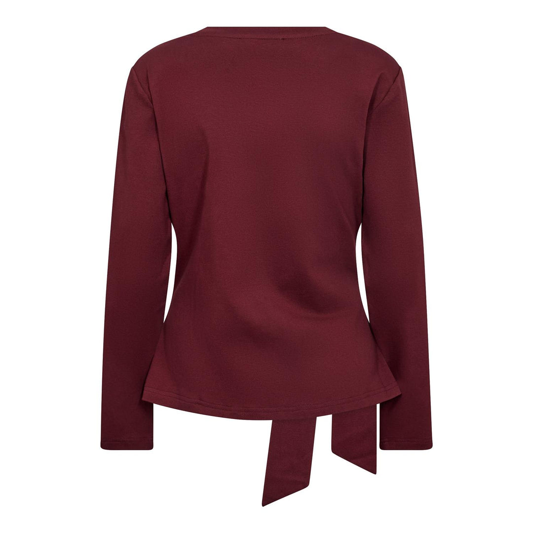 OrianeCC LS Pleat Tie Tee  Wine Red