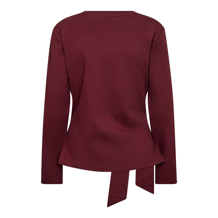 OrianeCC LS Pleat Tie Tee  Wine Red