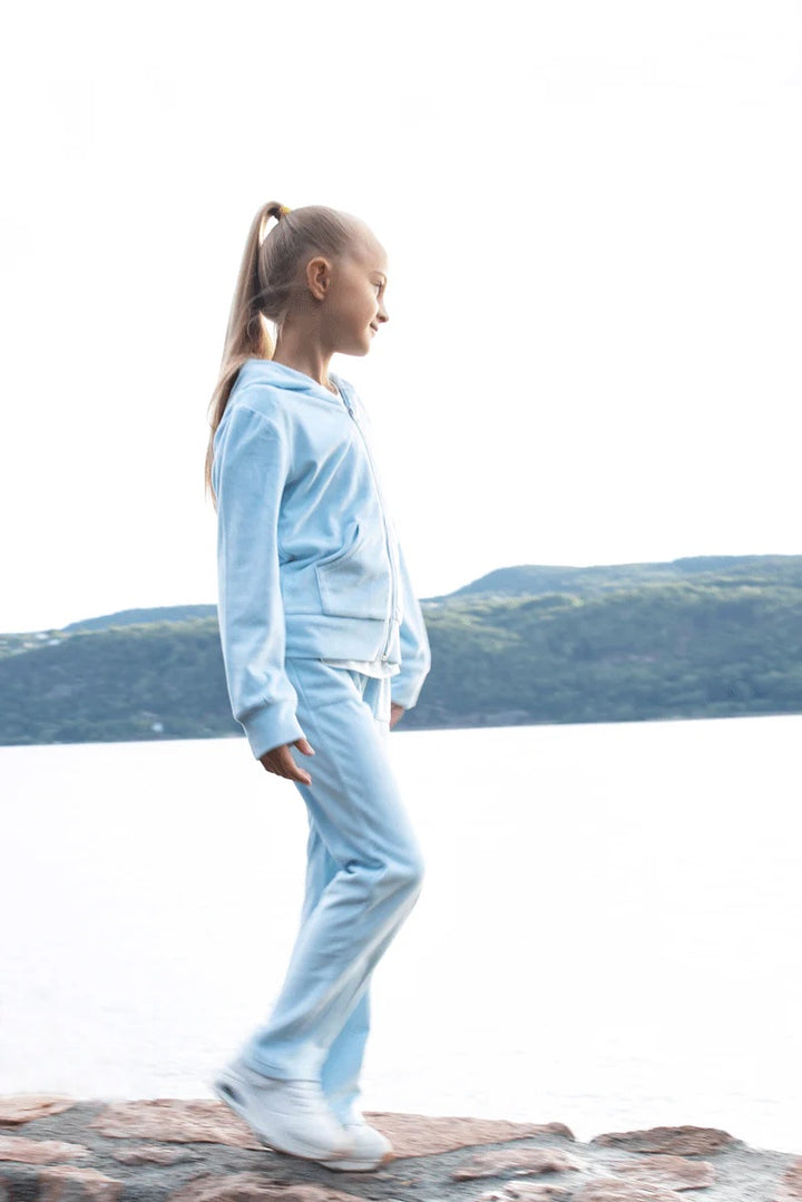 Hermine velour slengbukse  Ice Blue