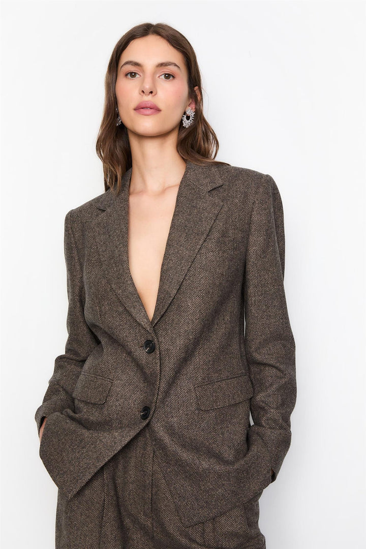 Brook Herringbone Blazer  Brown Herringbone