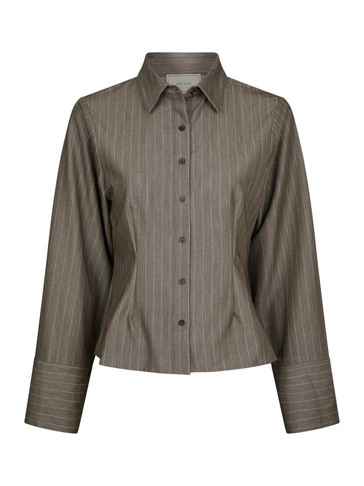 Rosa Pinstripe Melange Shirt  Dusty Brown