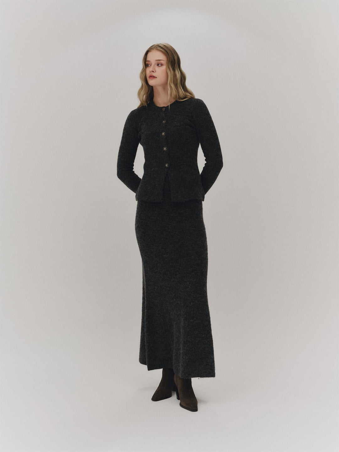 Iza Alpaca cardigan  Charcoal