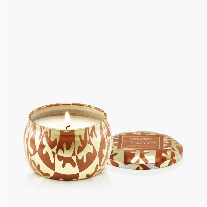 MINI TIN CANDLE 25 T  Gingerbread Chalet