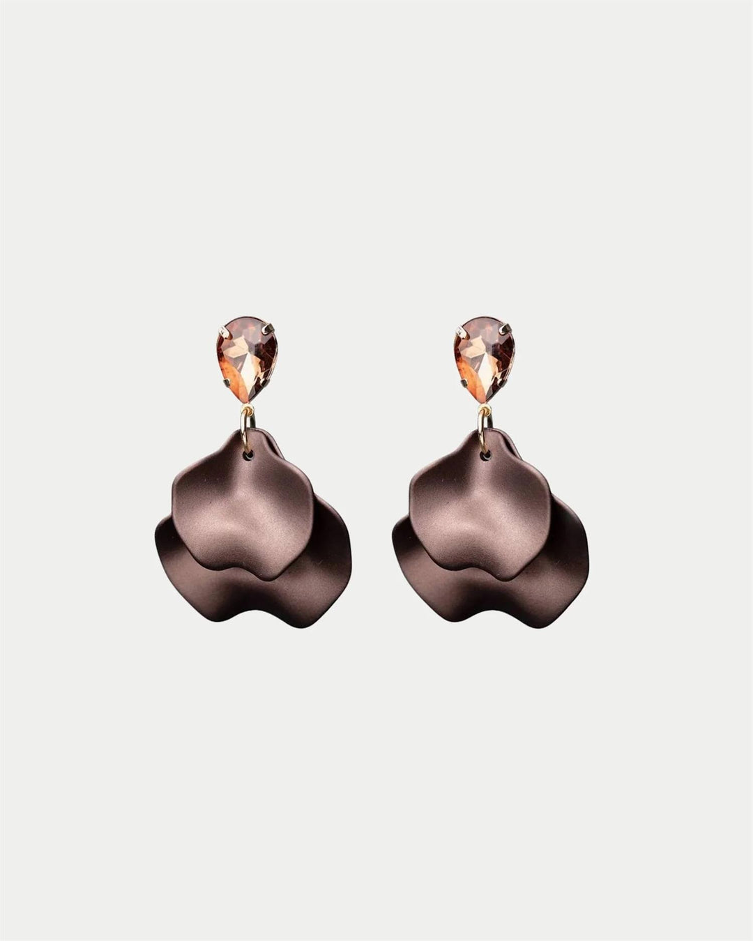 Leaf earrings GZ Pearl Dark Brown