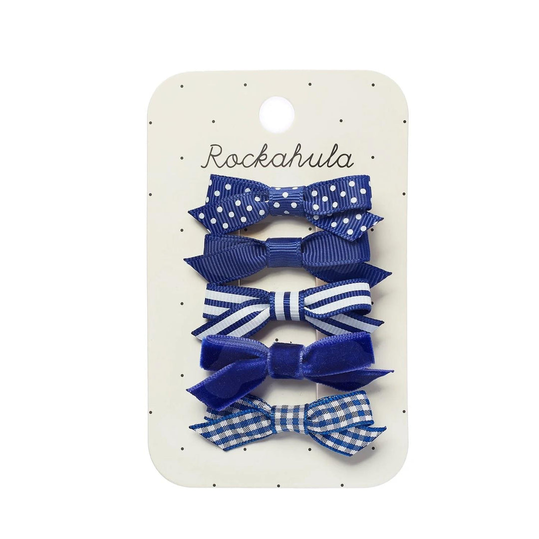 SCHOOL BOW CLIP SET BLUE  Blue Mix
