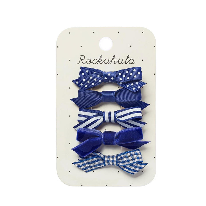 SCHOOL BOW CLIP SET BLUE  Blue Mix