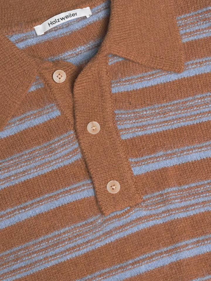 Ollie Wool Polo 26-01  Brown Stripe