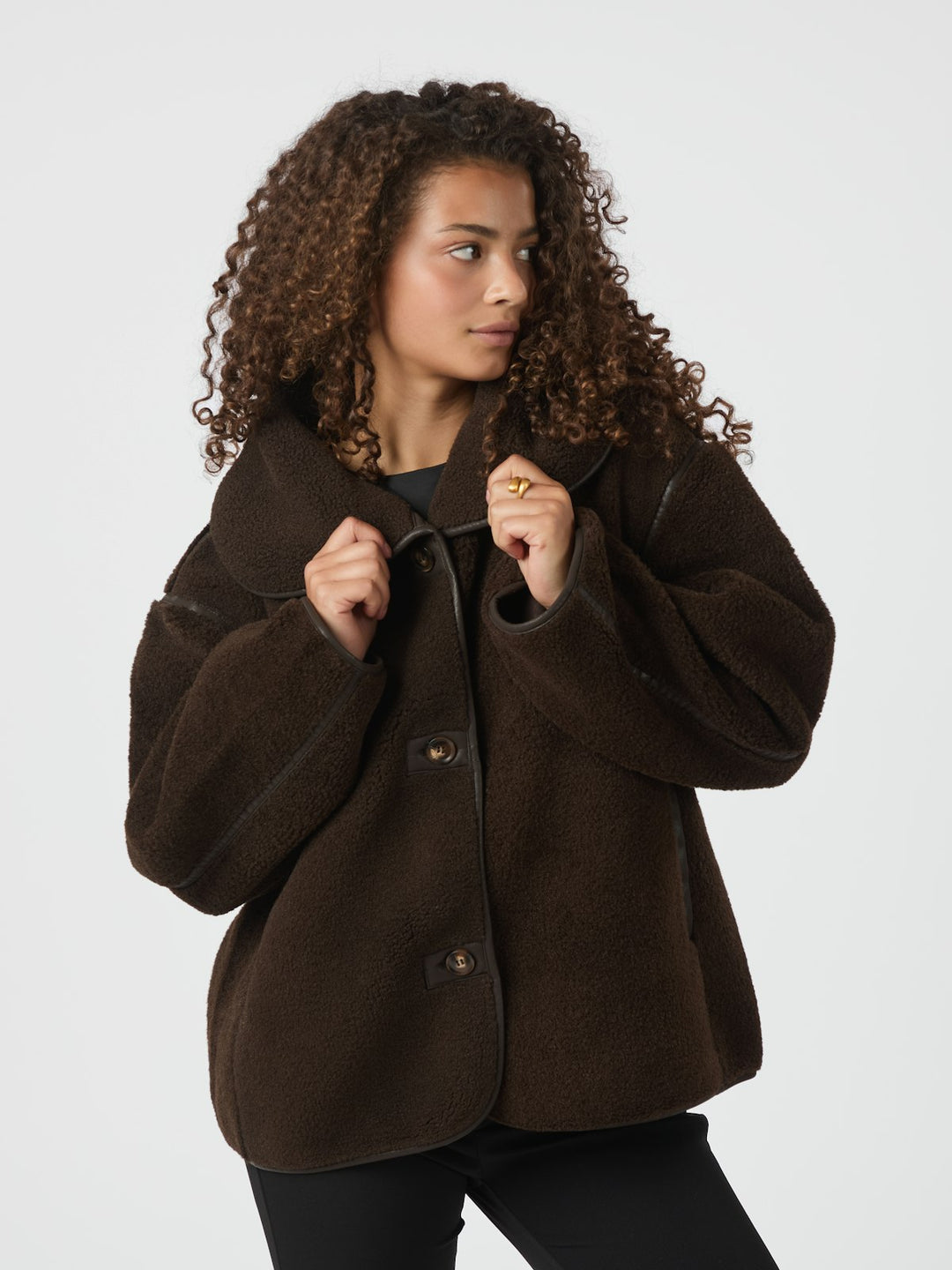 Edmund Teddy Jacket  Dark Brown