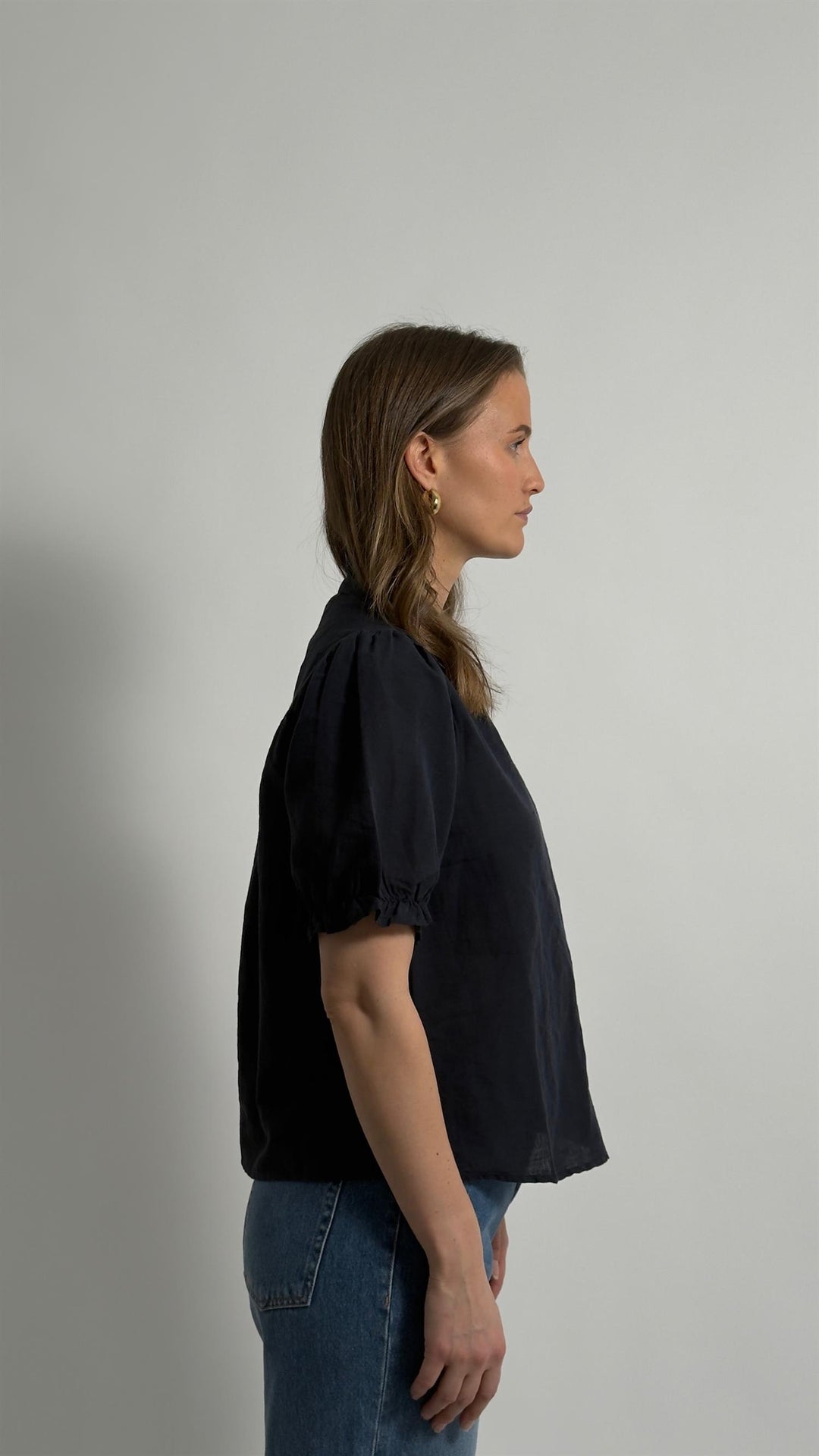 ODESA LINEN BLOUSE  Navy