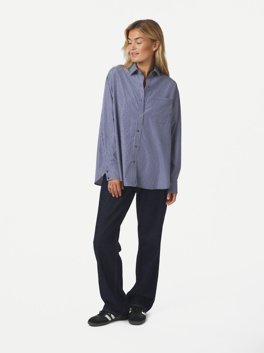 Dalma B Stripe Stone Shirt  Midnight Blue