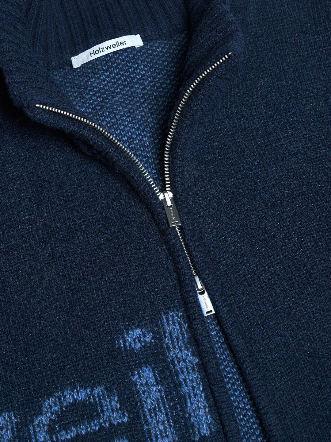 Haza Logo Zip Cardigan  Blue Mix